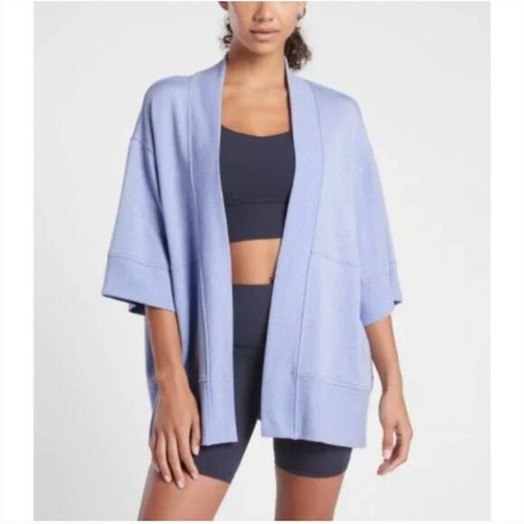Athleta Lotus Wrap Sweater in Blue Heather - Picture 1 of 10